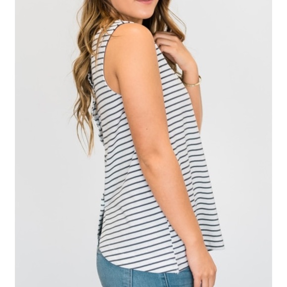Button Back Striped Tank - Picture 5 of 7